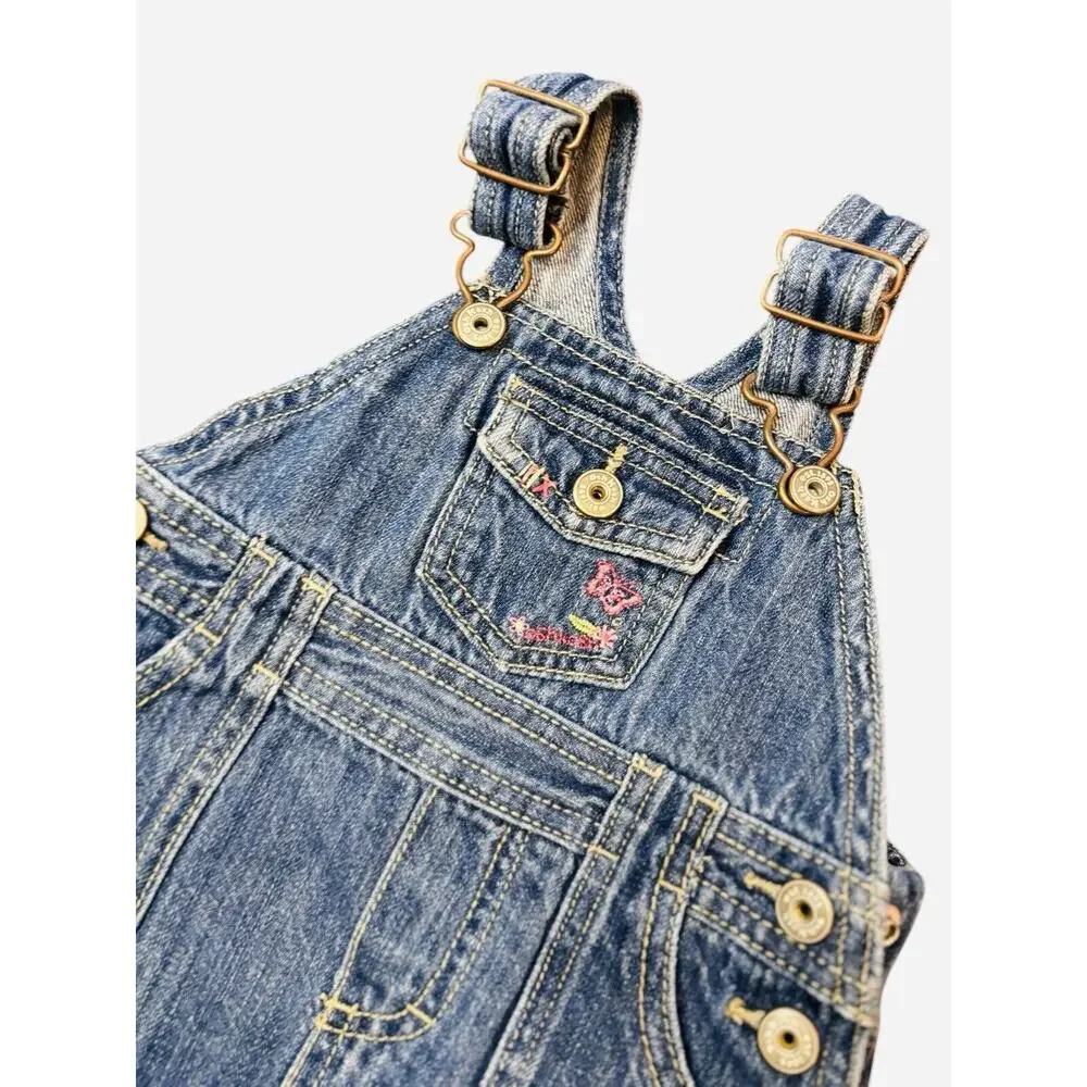 EUC Oshkosh Vintage Denim Dress Size 12 Months Butterflies